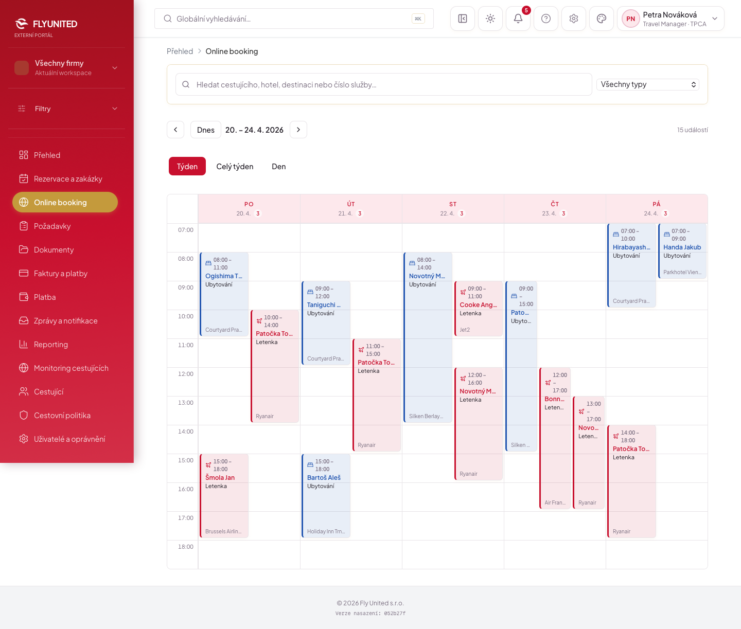 Online booking — náhled stránky — design b2b