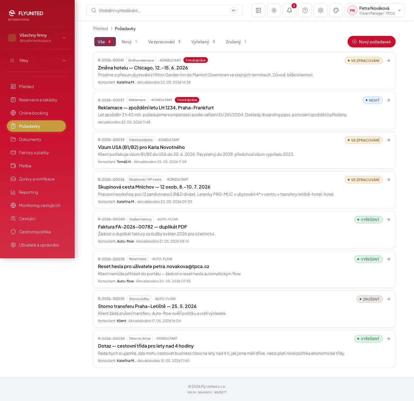 Požadavky — náhled stránky — design b2b